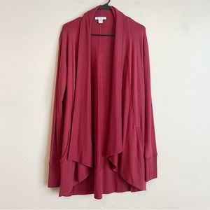 Burgundy Thumb Hole Long Sleeve Open Front Cardigan Sweater W Pockets Size S/P